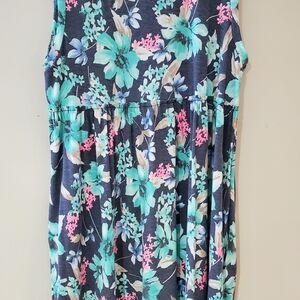 Floral Midi Dress - Blue and Pink